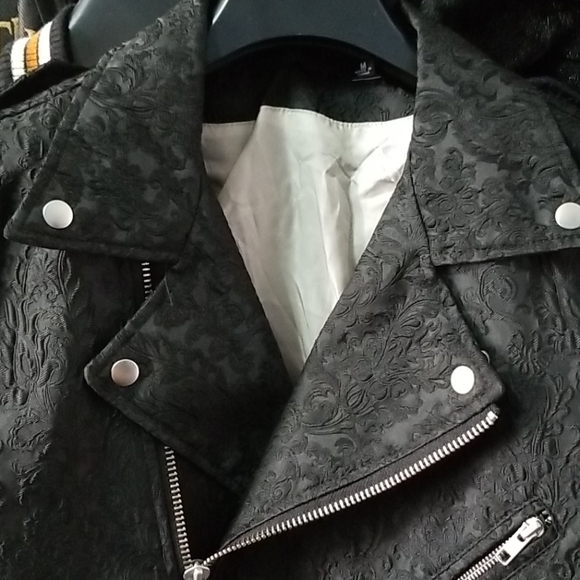 BLK DNM size M floral biker jacket poly rare - Picture 2 of 8